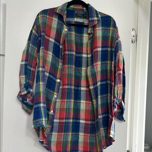 Polo by Ralph Lauren Red and Blue Casual Button Down Shirt